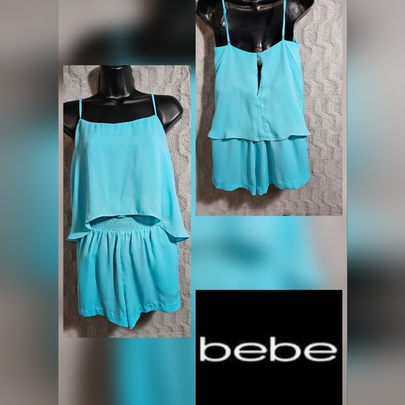 Bebe Turquoise Blue Cami Romper Small - Picture 3 of 10